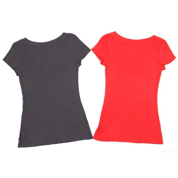 Old Navy Fitted Tee Bundle M | Orange Coral & Charcoal V-Necks - Picture 4 of 15